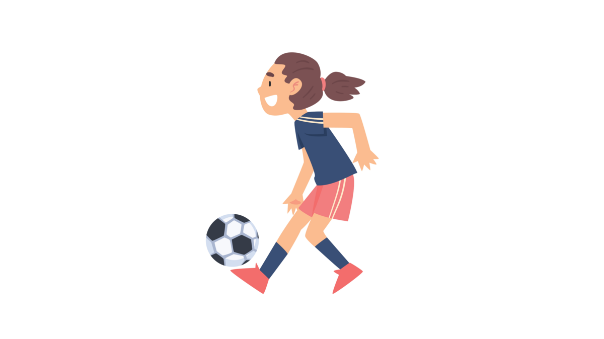 Illustration eines Mädchens, das Fußball spielt.