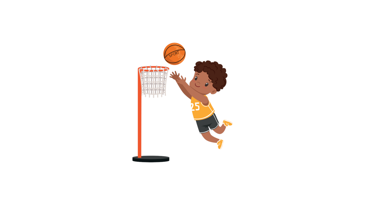zur Vergrößerungsansicht des Bildes: Illustration von einem Kind, das Basketball spielt 