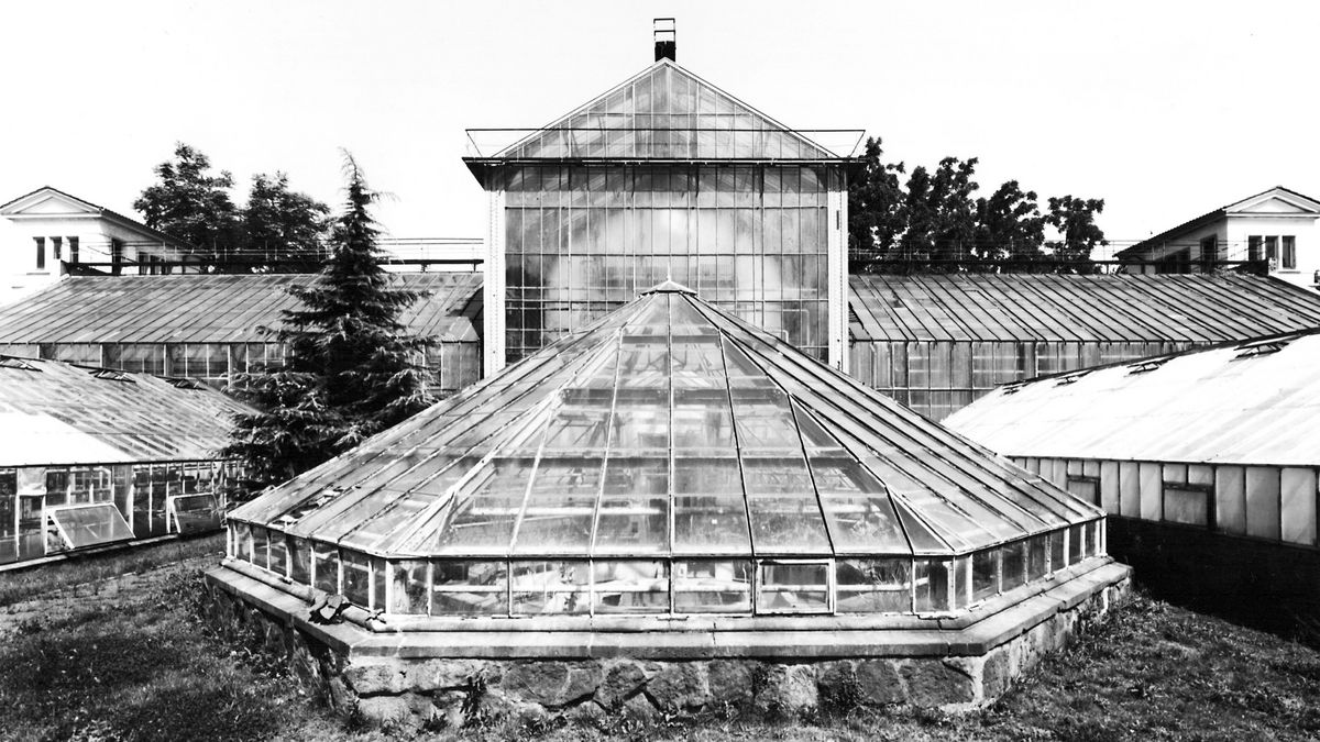 zur Vergrößerungsansicht des Bildes: Schwarz-Weiß Fotoaufnahme des historischen Victoriahauses an seinem Originalstandort.