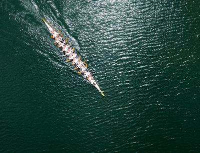 A rowing boat on a lake