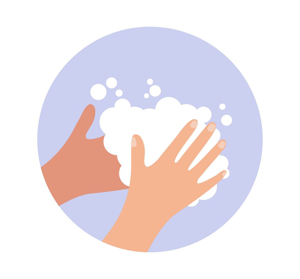 zur Vergrößerungsansicht des Bildes: Illustration vom Händewaschen mit Seife