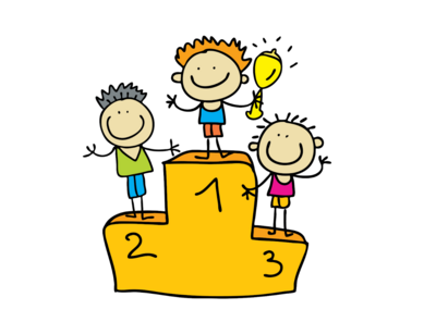 Illustration von Kindern auf einem Siegertreppchen