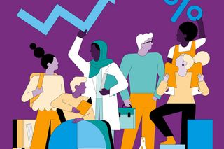 Bunte Illustration von Menschen und Grafiken (Bild: navos)