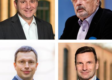 Collage Highly Cited Resaerchers Ranking 2024 (v.l. oben): Matthias Blüher, Elmar Brähler, (v.l. unten) Hannes Zacher, Holger Thiele. Fotos: Antje Gildemeister (3), Swen Reichhold.